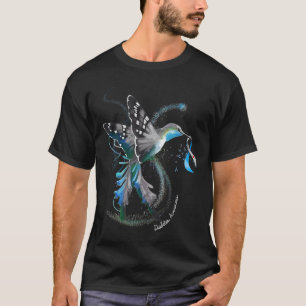 グレーブルーリボンT1d糖尿病を保持するハミングバード Tシャツ