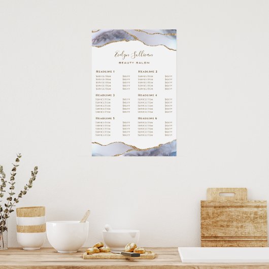 グレーブルー瑪瑙の価格表ポスター ポスター (キッチン)