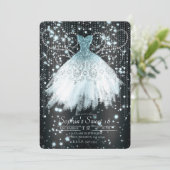 グレーブルー&シルバーグリッタードレススウィート16パーティー 招待状 (スタンド正面)