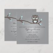 グレーブルー ブラウンのフクロウのパーティ招待状 招待状 (正面/裏面)