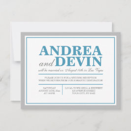 グレーブルー 結婚式の披露宴のみの招待状 招待状