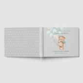 グレーブルーbearly待ちクマ気球ベビーシャワー ゲストブック (全面)