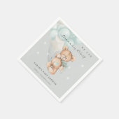 グレーブルーbearly待ちクマ気球ベビーシャワー スタンダードカクテルナプキン (角)