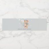 グレーブルーbearly待ちクマ気球ベビーシャワー ペットボトルラベル (シングルラベル)