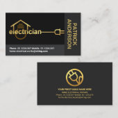 グレーブロック金ゴールド電気機械配線 名刺 (正面/裏面)