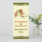 グレープエレガントつる植物と離れのウェディングプログラムカード プログラム (スタンド正面)