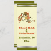 グレープエレガントつる植物と離れのウェディングプログラムカード プログラム (正面/裏面)