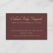 グレープエレガントつる植物ヴィネヤードワイナリースクエア 名刺 (裏面)