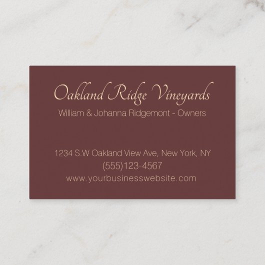 グレープエレガントつる植物ヴィネヤードワイナリースクエア 名刺 (裏面)