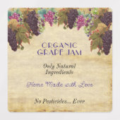 グレープオーガニックジャムつる植物素朴 ラベル (デザイン1)