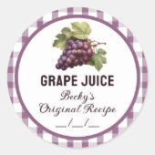 グレープジュース缶詰ラベル市松模様にデザイン ラウンドシール (正面)