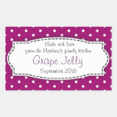 グレープゼリー/ジャム紫色の食品ラベルのシール 長方形シール (正面)