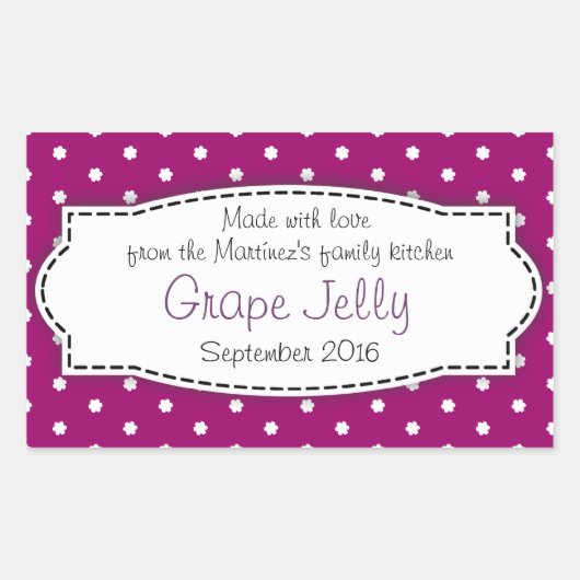 グレープゼリー/ジャム紫色の食品ラベルのシール 長方形シール (正面)