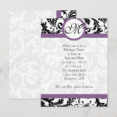 グレープトリムブラックダマスクスワーズリハーサルディナー インビテーションポストカード (正面/裏面)