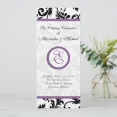 グレープトリムブラックダマスク渦巻き旋回ウェディングパーティー 招待状 (スタンド正面)