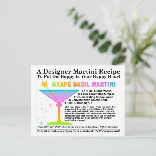グレープバジルマルティーニレシピハガキ ポストカード (スタンド正面)