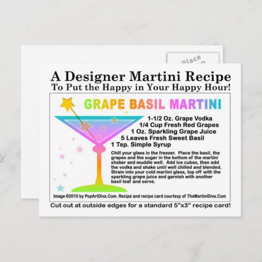 グレープバジルマルティーニレシピハガキ ポストカード (正面/裏面)