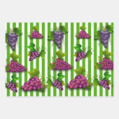 グレープパターストライプン夏フルーツブドウ園ワイナリー ラッピングペーパーシート (正面2)