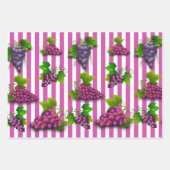 グレープパターストライプン夏フルーツブドウ園ワイナリー ラッピングペーパーシート (正面)