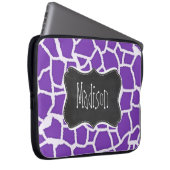 グレープパープルキリンアニマルプリント；シャルボードルック ラップトップスリーブ (正面右)