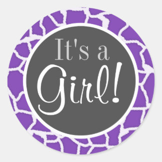 グレープパープルキリンアニマルプリント ラウンドシール