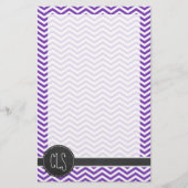 グレープパープルシェブロンストライプの; Chalkboard look 便箋 (正面)