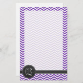 グレープパープルシェブロンストライプの; Chalkboard look 便箋 (正面/裏面)