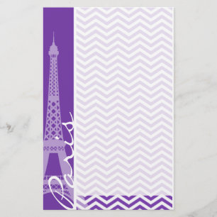 グレープパープルシェブロンストライプ;パリ 便箋