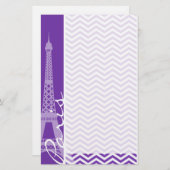 グレープパープルシェブロンストライプ;パリ 便箋 (正面/裏面)