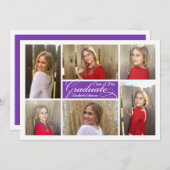 グレープパープルフォトコラージュカスタム卒業 招待状 (正面/裏面)