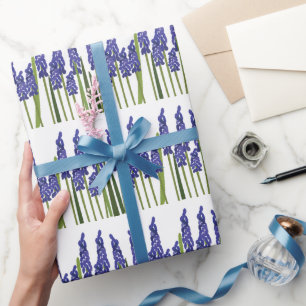 グレープヒヤシンス 紫 青 花 フローラル ラッピングペーパー