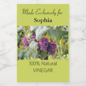 グレープビンパープルおよびグリーン酢ボトルラベル ワインラベル (シングルラベル)