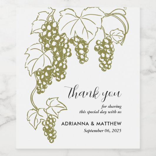 グレープビーエレガントな結婚式ありがとう | ブドウ畑 ワインラベル (シングルラベル)