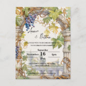 グレープビーヌロマンティックヴィネヤード結婚式招待状 ポストカード (正面)