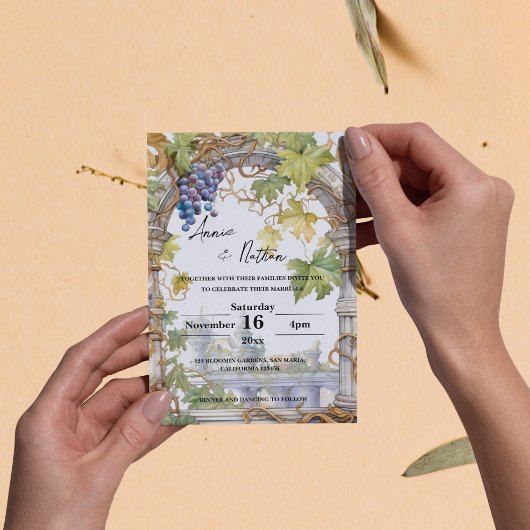 グレープビーヌロマンティックヴィネヤード結婚式招待状 ポストカード