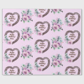 グレープフィンハートリース紫色の花の名前を追加 ラッピングペーパー (フラット)