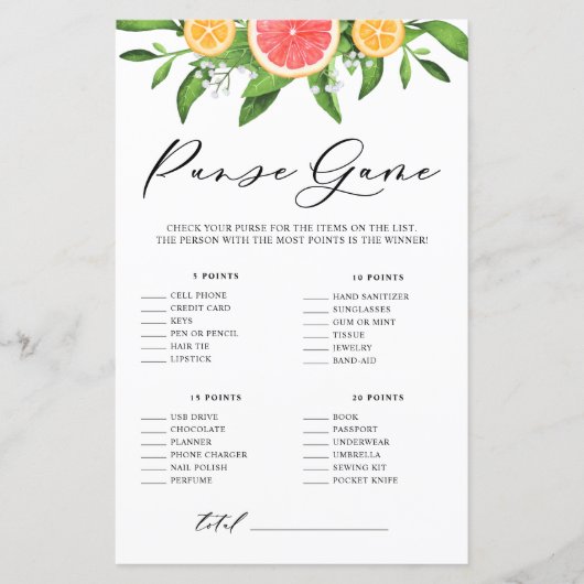 グレープフルーツあなたの財布のブライダルシャワーゲームの内容 (正面)