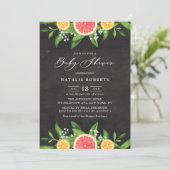 グレープフルーツとオレンジの黒板ベビーシャワー 招待状 (スタンド正面)