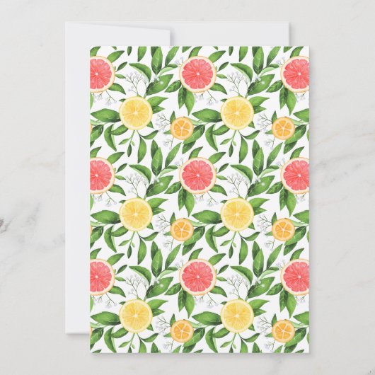 グレープフルーツとオレンジ夏ブライダル昼食会 招待状 (裏面)