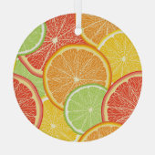 グレープフルーツとオレンジ色の抽象芸術背景。 ガラスオーナメント (裏面)