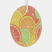 グレープフルーツとオレンジ色の抽象芸術背景。 ガラスオーナメント (正面右)