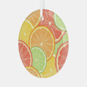 グレープフルーツとオレンジ色の抽象芸術背景。 ガラスオーナメント (正面左)