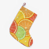 グレープフルーツとオレンジ色の抽象芸術背景。 スモールクリスマスストッキング (正面 (吊り時))