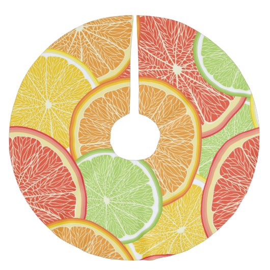 グレープフルーツとオレンジ色の抽象芸術背景。 ブラッシュドポリエステルツリースカート (正面)