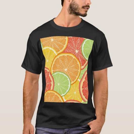 グレープフルーツとオレンジ色の抽象芸術背景。 Tシャツ (正面)