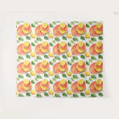 グレープフルーツとレモンの水彩柑橘類 タペストリー (正面(横))