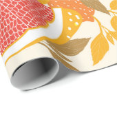 グレープフルーツと白の上に葉のスライス半分。 ラッピングペーパー (ロールコーナー)