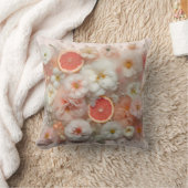 グレープフルーツと花の抽象芸術 クッション (ブランケット)