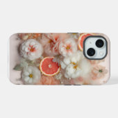 グレープフルーツと花 iPhone 15ケース (裏面横)