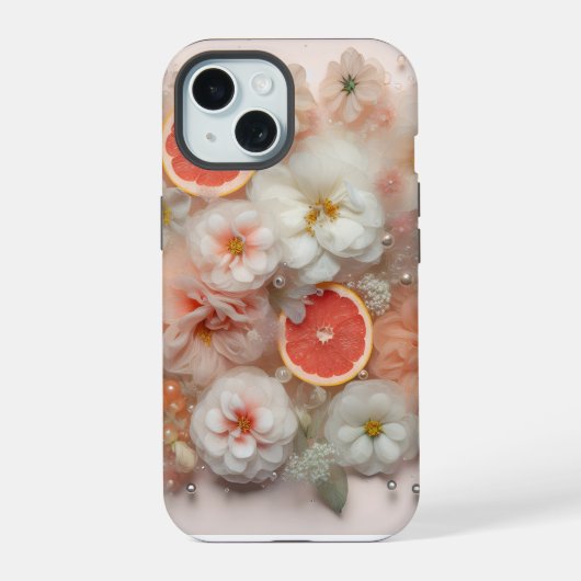 グレープフルーツと花 iPhone 15ケース (裏面)